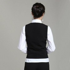 Women Formal Work Dress Suit Vest Sleeveless Cafe Bar Waitress Waistcoat Gilet