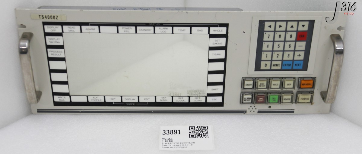 33891 TOKYO ELECTRON OPERATOR I/F FRONT PANEL W/ MC-31037, MC