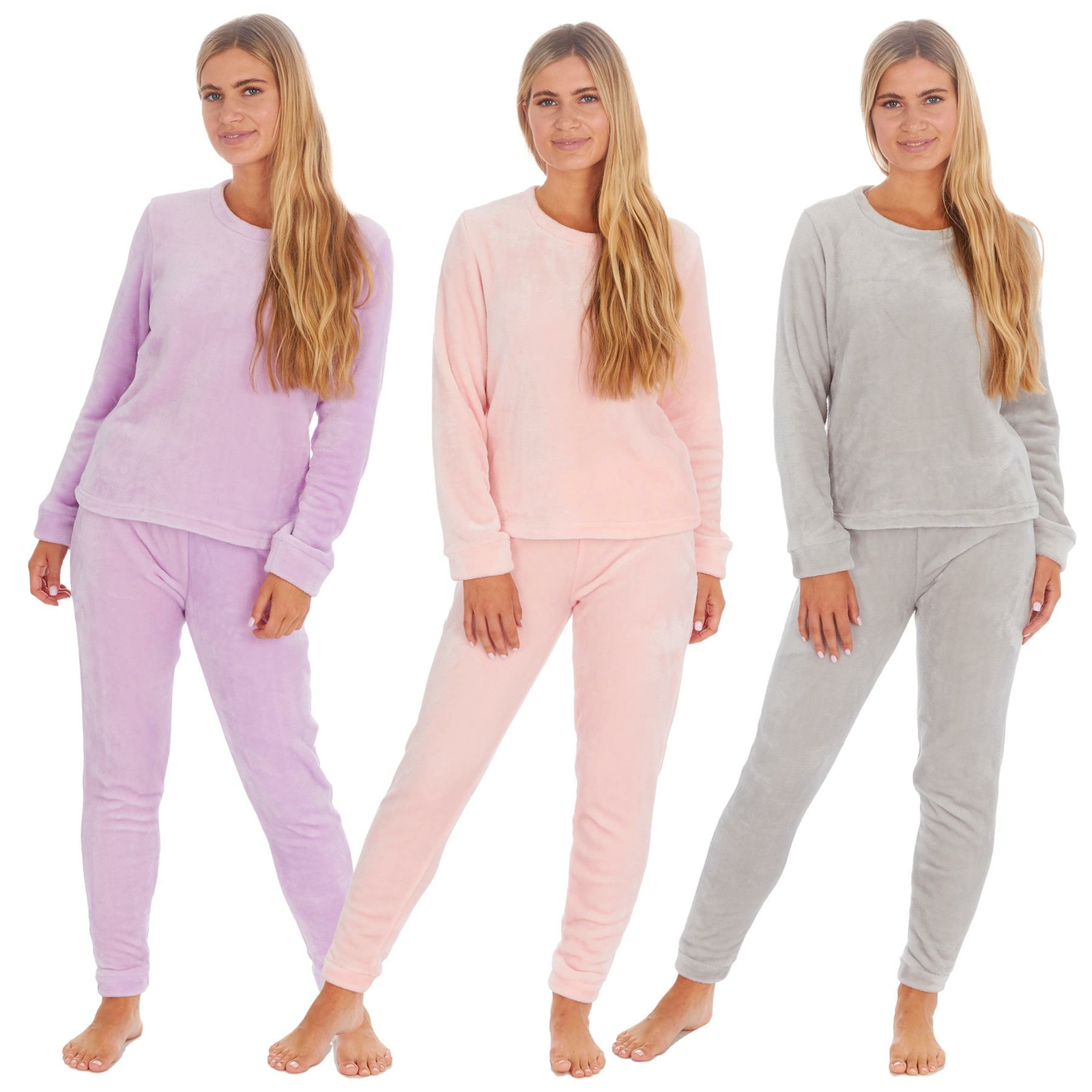 Polished Fleece Pyjamas Womens Super Soft Luxury Long Pyjama Lounge Set PJs  | eBay