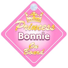 Crown Princess Bonnie On Board Personalised Baby Girl Car Sign