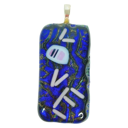 Art Glass Bubble Foil Style Love Purple White Square Shaped Pendant Jewelry