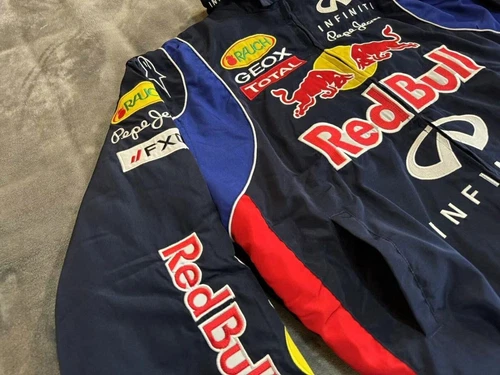 Unisex Adult Red Bull Jacket Ebroidered Cotton Padded F 1 Racing Jacket - Picture 31 of 36