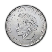 GERMANY. 1970, 5 Mark, F, Silver - Ludwig van Beethoven, Musician Stuttgart 2