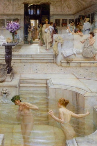 NUDE GIRLS BATH A FAVOURITE CUSTOM 1909 PAINTING BY LAWRENCE ALMA TADEMA REPRO