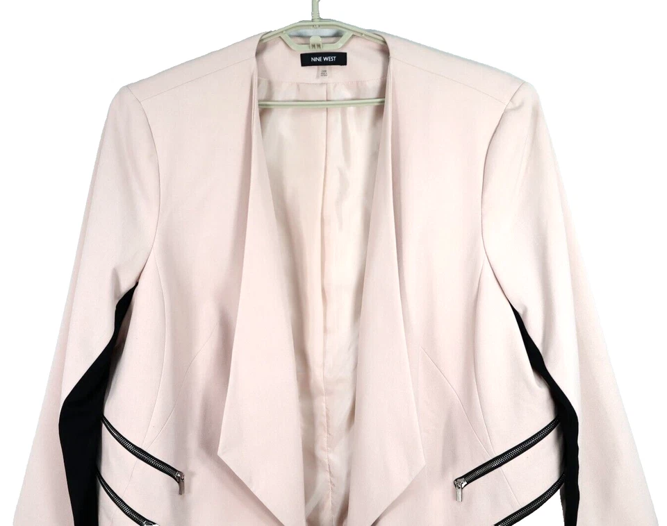 NINE WEST Womens Polyester Outerwear Jacket Open Front Peach Pink Black Size 24W - Image 3 of 4