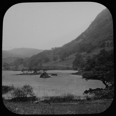 ANTIKES magisches Laternendia RYDAL SEE UM 1910 FOTO SEENPLATTE CUMBRIA