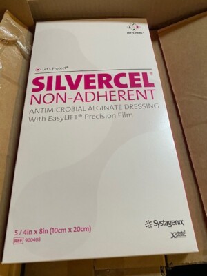 (5 Pack) Silvercel Non-Adherent Antimicrobial Alginate Dressing 4'' x8'' EXP 10/24