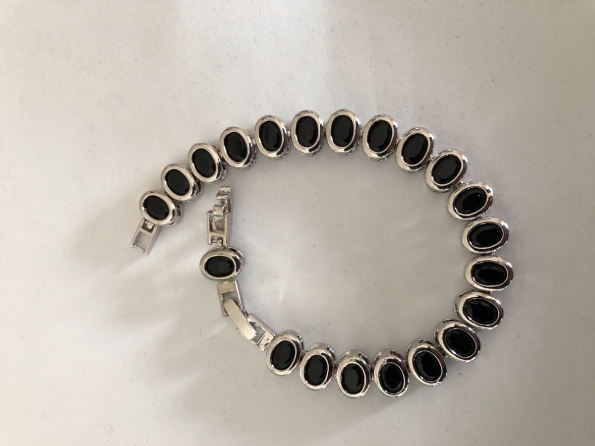 Gemstone Brilliance Sterling Silver Gemstone & Lab-Created White Sapphire Adjustable Bracelet