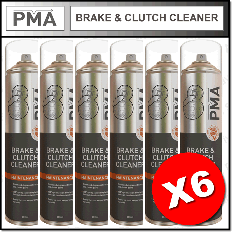 6 x PMA Brake And Clutch Cleaner Degreaser Aerosol Professional Spray