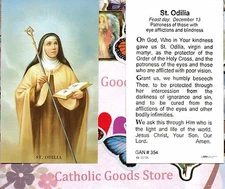 Saint Odilia with Prayer in Honor of St. Odilia - GAN Paperstock Holy Card