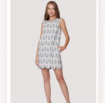 NWT Lost + Wander Breath Of Youth Scallop Shift Dress Light Blue Size Large