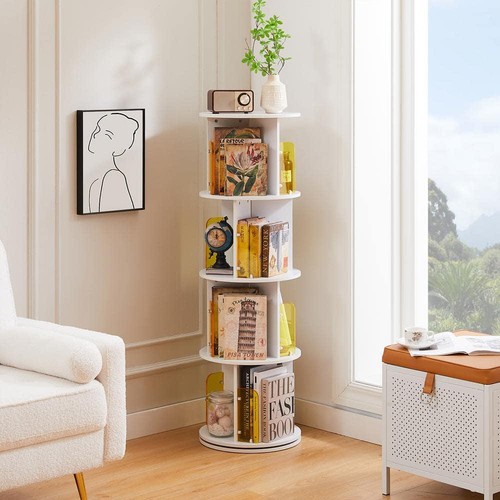 VECELO Unique Revolving Storage Rack for Spinning Small Bookcase for Kids 4-Tier - Picture 3 of 12
