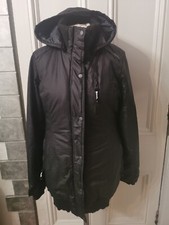 New Bench Coat 12 Tag £105 Black Quilted Knee Length 3 Pocket Ribbed Welt Cuffs