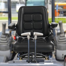 Adjustable Backrest Lawn Mower Tractor Seat Forklift Excavator Seat w/ Armrests