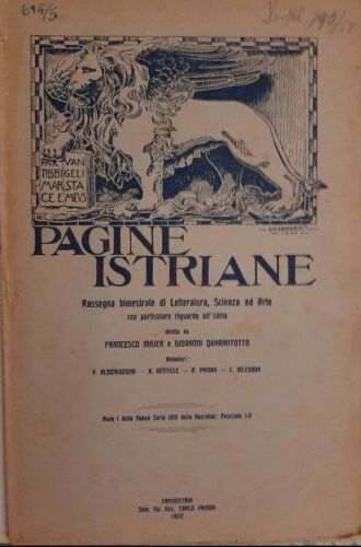 Istrian pages (Year 1922 - N°1-2) - various authors - ed. 1922 Priora Koper - Picture 1 of 1