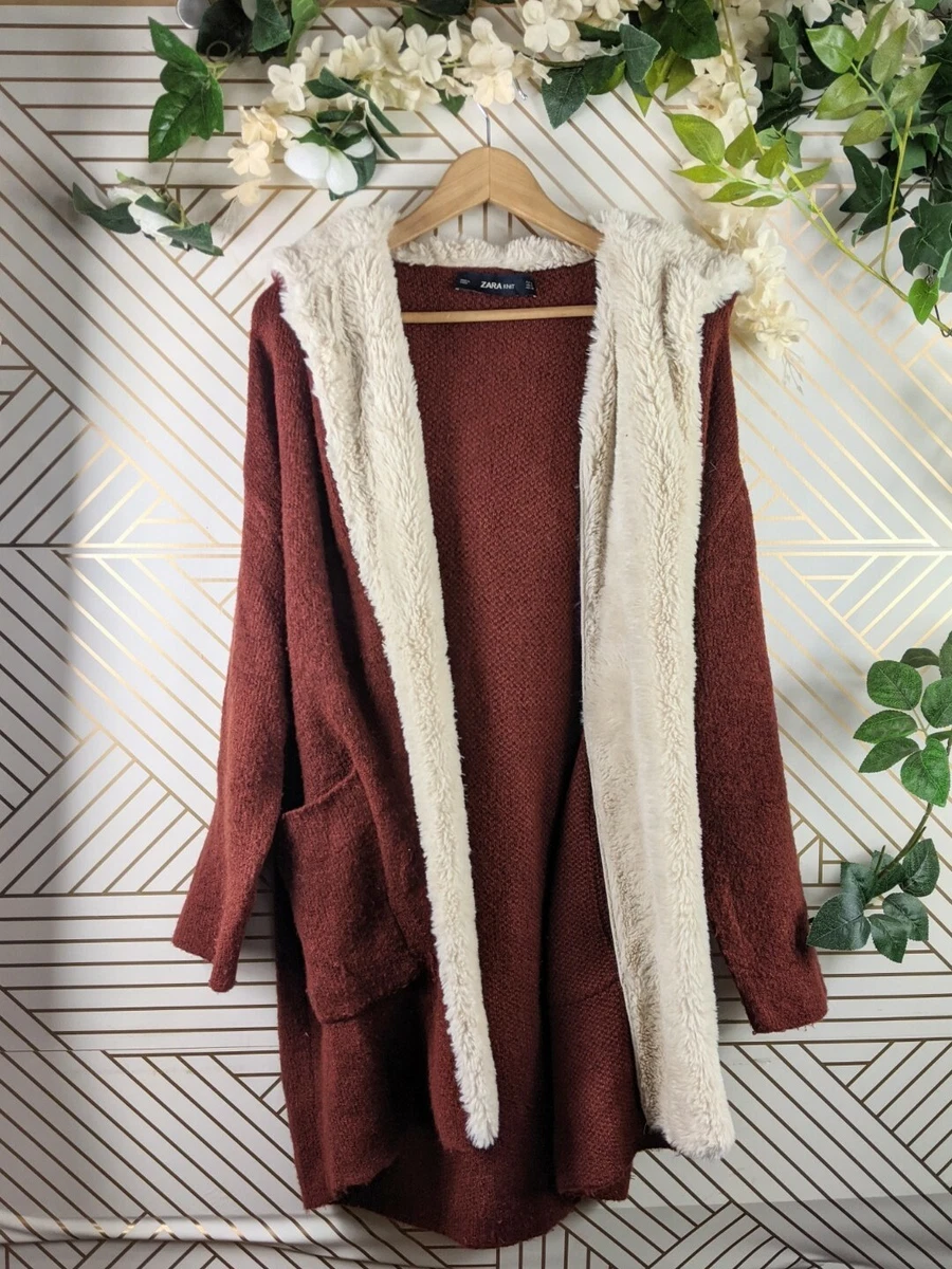 Fuzzy hooded cardigan sales