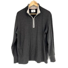 The Normal Brand Sweater Size Large Mens Gray 1/4 Zip Pullover Mock Neck Stretch