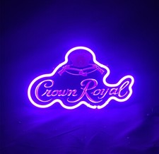 Crown Royal Whiskey Glass Neon Sign 14" with Acrylic Logo Wall Art