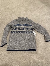 Sonoma Boys Quarter Zip Fleece Pullover Ski/Snowflakes Gray/Navy Size 8
