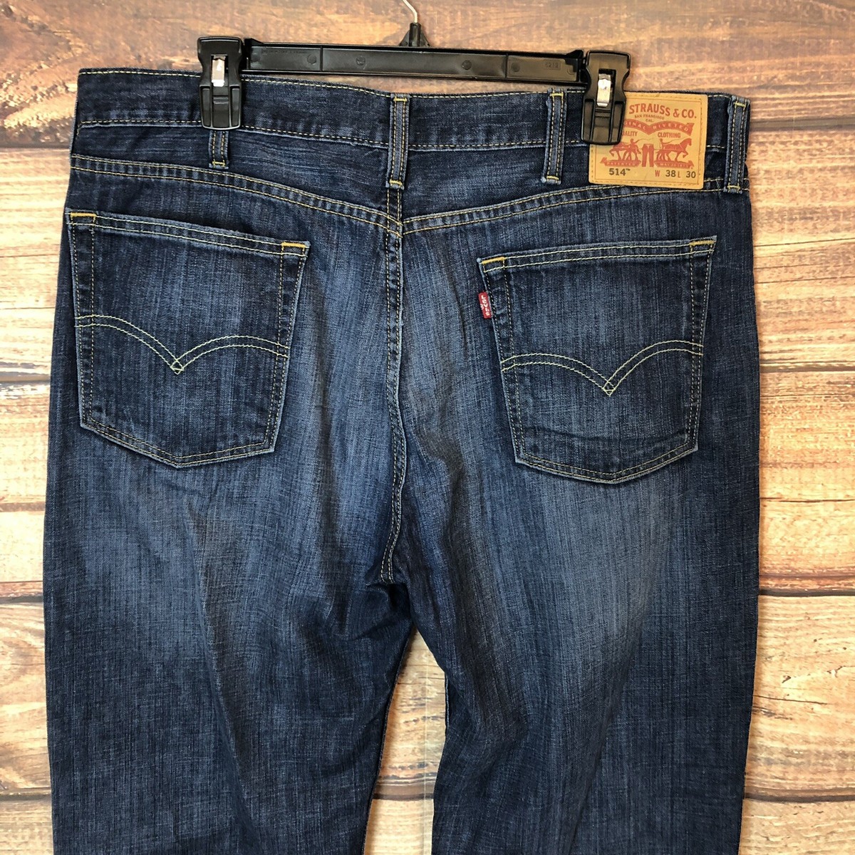 Men's Levi's 514 Straight Fit Leg Denim Blue Washed Jean Sz W38