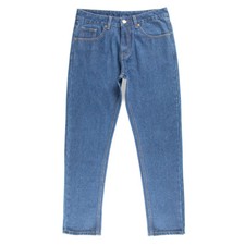 Mens Jeans Work Straight Regular Denim Pants Rigid Light Mid Dark Blue
