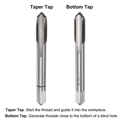 M7 x 0.75 Alloy Tool Steel Taper/Bottom Thread Taps Metric Hand Tap Set 1 Pair - Picture 3 of 7