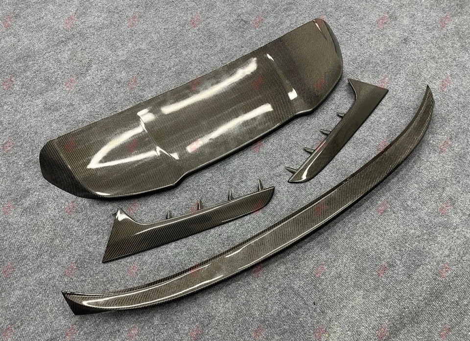 Alerón de techo trasero de fibra de carbono + ala central + lateral para Audi A4 allroad 2020-25 Foto 3 de 4