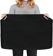 Extra Large Black Basket, 22" X 17" X 12" Rectangle Woven Baskets for