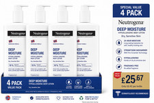 Neutrogena Deep Moisture Body Lotion 400ml Fragrance-Free Pack of 4 Dry Skin UK