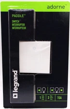 Legrand ASPD1532W4 Adorne 15a 3 Way Paddle Switch - White