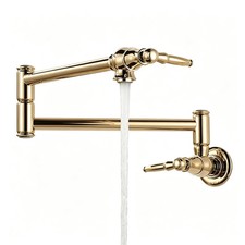 Pot Filler Faucet Brushed Gold, Wall Mount Pot Filler Kitchen Faucet