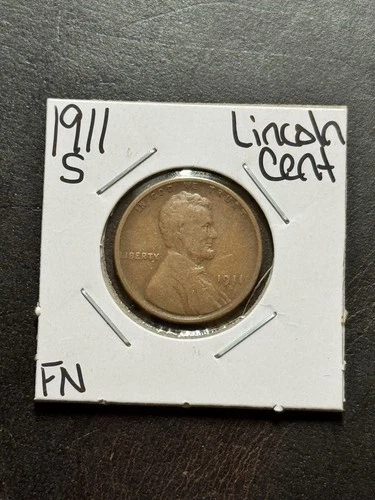 1911 S Lincoln Wheat Cent Penny FN Fine Key Date 1c Coin (Raw18287)