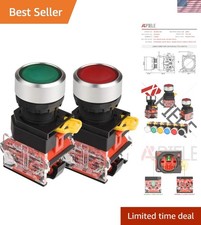 2 Pcs 22mm Momentary Push Button Switch, 10A-440V, Rated, Red  Green