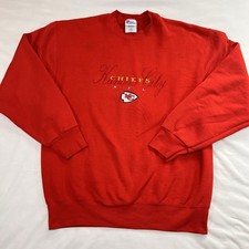 Vintage Kansas City Chiefs Sweatshirt Unisex Size L Red Crew Embroidered 90s USA