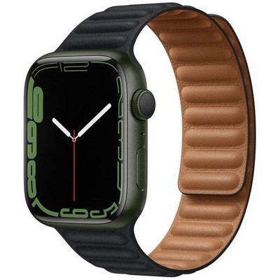 Leather Link Armband für  Apple Watch | 44/45/46/49 mm - Größe M/L - Midnight