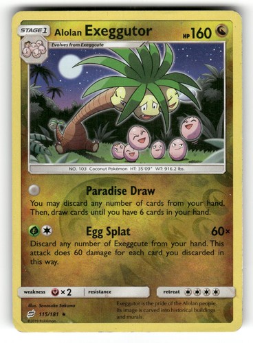 Alolan Exeggutor HP 115/181 Reverse Holo Team Up Pokemon Rare