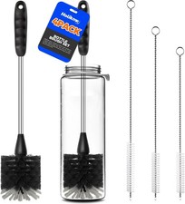 4 Pack Bottle Brush 14" Stainless Steel Straw Cleaner Brush,Black Bottle