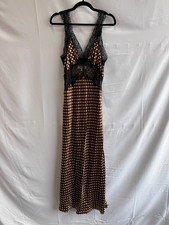 Ronny Kobo Brown Holiday Dress Size L with Fabric Pull