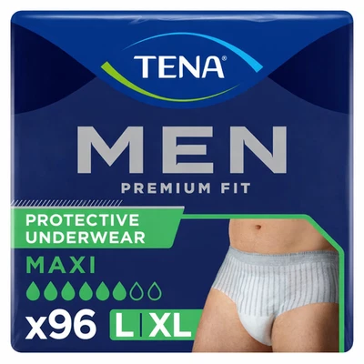 96 x Pantalones TENA Hombre Ajuste Premium Nivel 4 L/XL Pantalones para Incontinencia | 12 Paquetes de 8 - Imagen 1 de 4