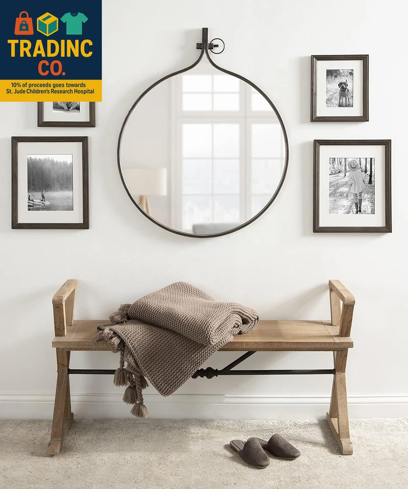 Yitro round Wall Mirror, 30 X 37, Bronze, Decorative Versatile Rustic Wall Decor - Image 4 of 4