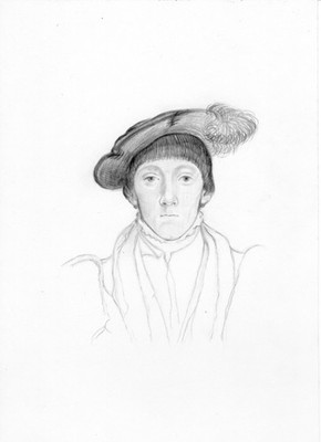 Henry Howard, Earl of Surrey: Handgezeichnete Graphitstudie nach Holbein - Original