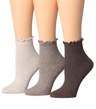 Tipi Toe Women's Ruffle Lettuce Edge Turn-Cuff Quarter Socks