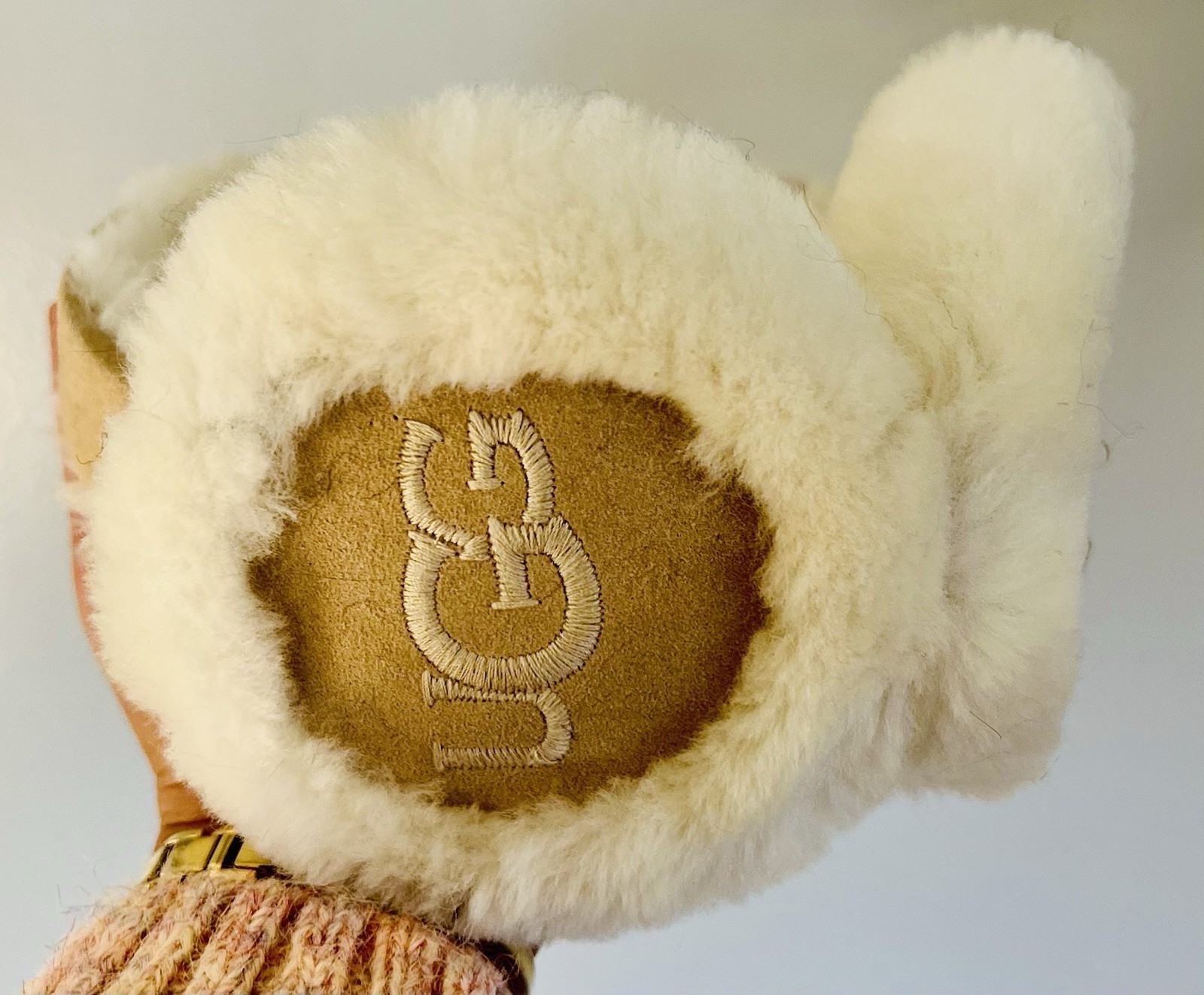 Ugg Fuzzy sheepskin embroidered  Earmuffs image 3