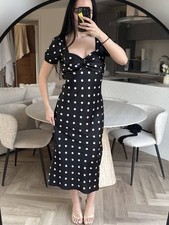 Women’s New Look Polka Dot Tie Waist Maxi Dress with Bodice Detail - UK8