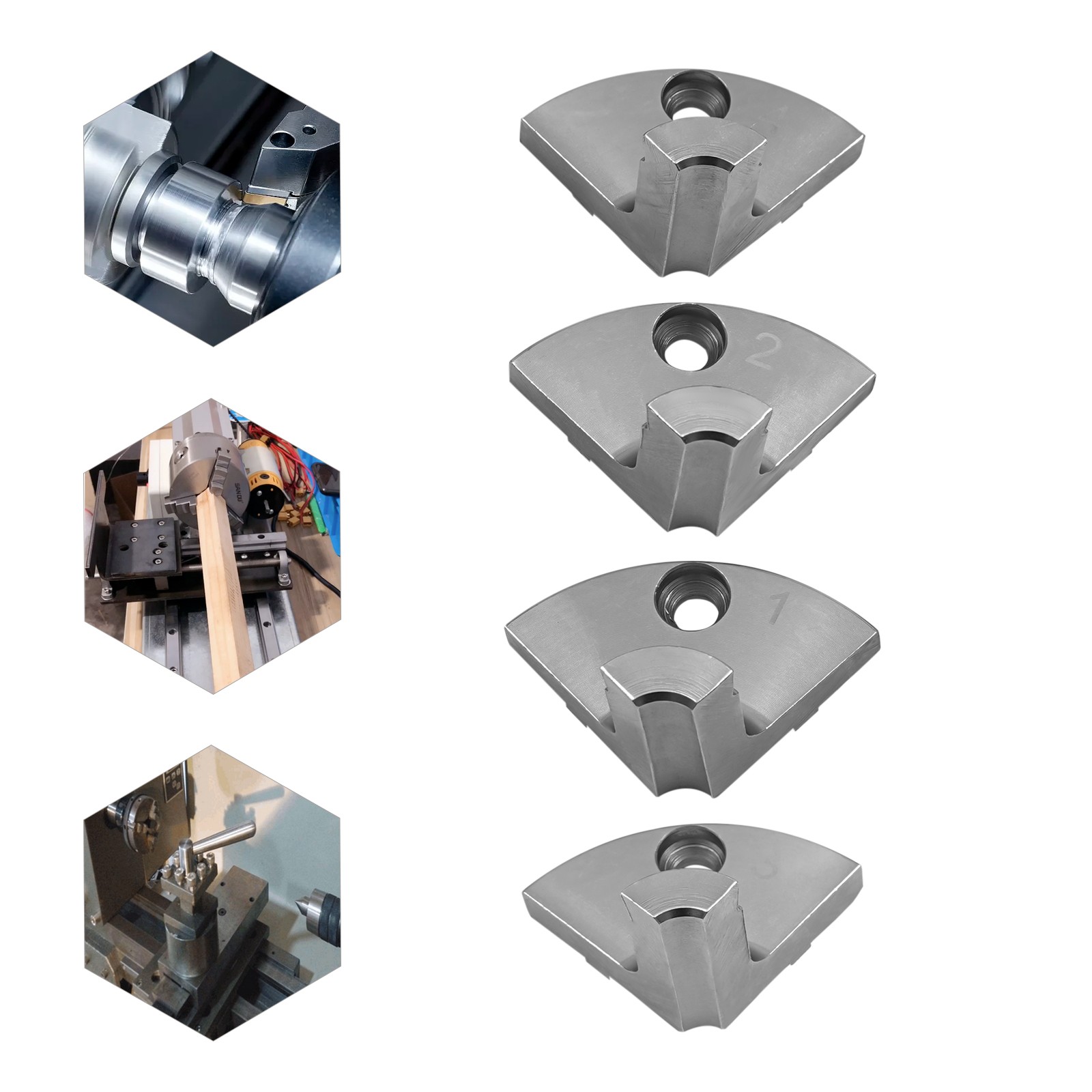 Chuck Jaw Set, Wood Lathe Chuck Accessory, 10032 Jaws for Woodworking  #45 steel