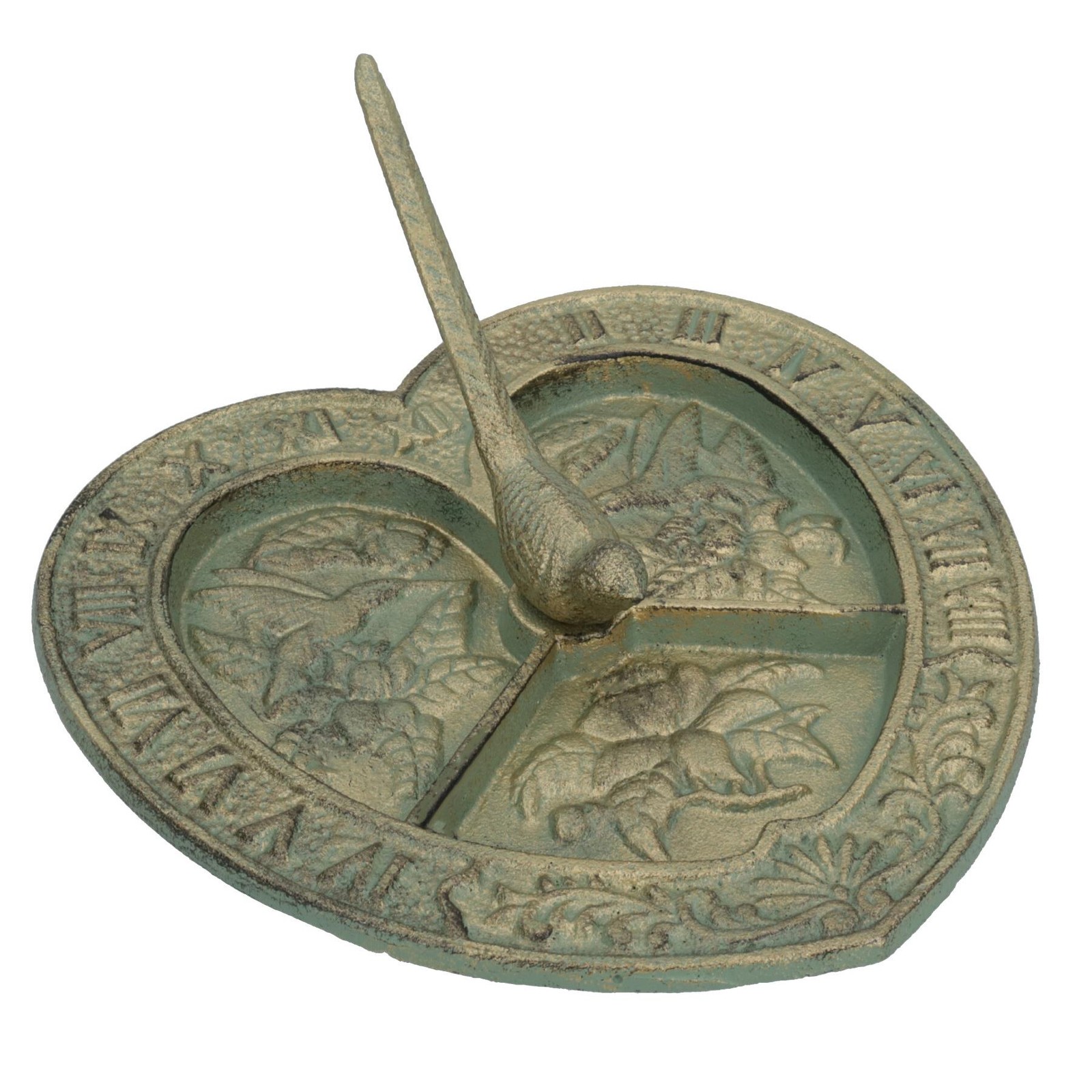 Bird Heart Sundial Ornament Cast Iron Garden Yard Feature Statue Clock Metal - Image 2