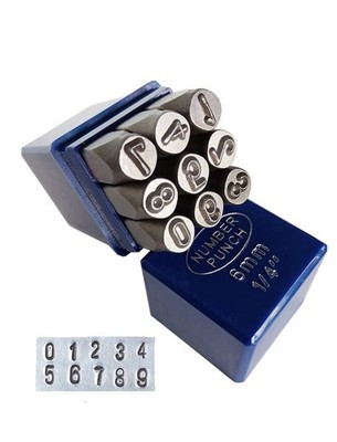 YKLP 1/4'' Metal Number Stamps Set, 6mm Steel Number Punch DIY Tool for Leathe...