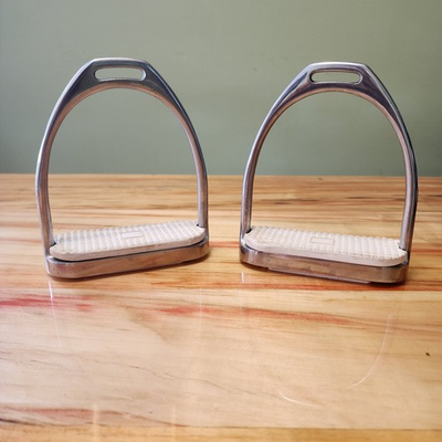 #ad #ad Set of 2 English Horse Saddle Stirrups 4.5” Solid Nickel Metal Pads Need Replace $29.99