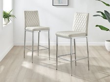 Image of Furniturebox UK Set of 2 Milan Soft Velvet Counter Stools With Silver Chrome Le