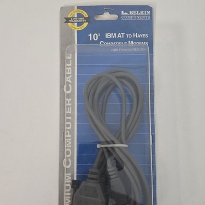 Belkin 10 ft Gray Modem Cable DB9 Female to DB25 Male IBM AT Hayes F2L088-10